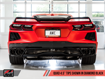 AWE Tuning 2020 Chevrolet Corvette (C8) Track Edition Exhaust - Quad Diamond Black Tips - eliteracefab.com