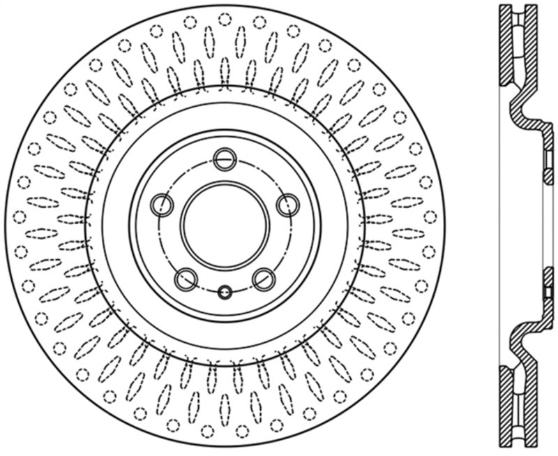 StopTech Premium High Carbon 13-14 Ford Mustang/Shelby GT500 Left Front Disc Slotted Brake Rotor - eliteracefab.com