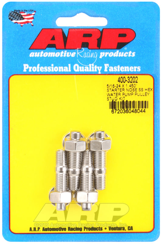 ARP 5/16-24 X 1.450 Starter Nose SS Hex Water Pump Pulley Stud Kit ARP
