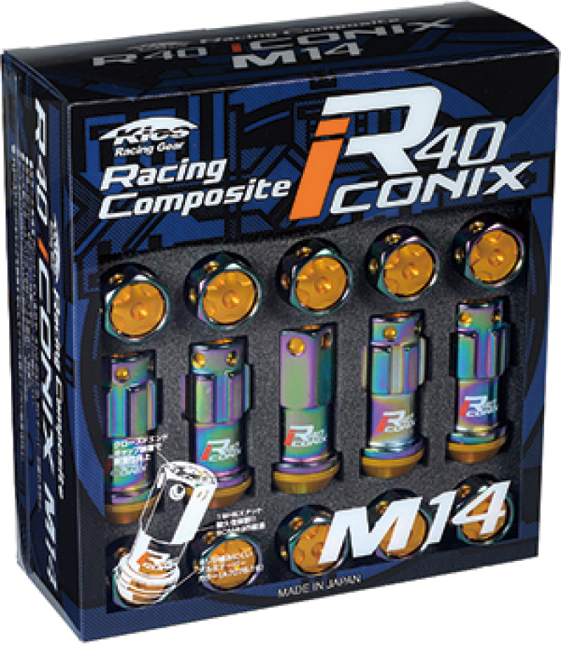 Project Kics 14x1.50 R40 Iconix Lock & Lug Nuts - Neo Chrome w/Gold Cap (16+4 Locks) - eliteracefab.com