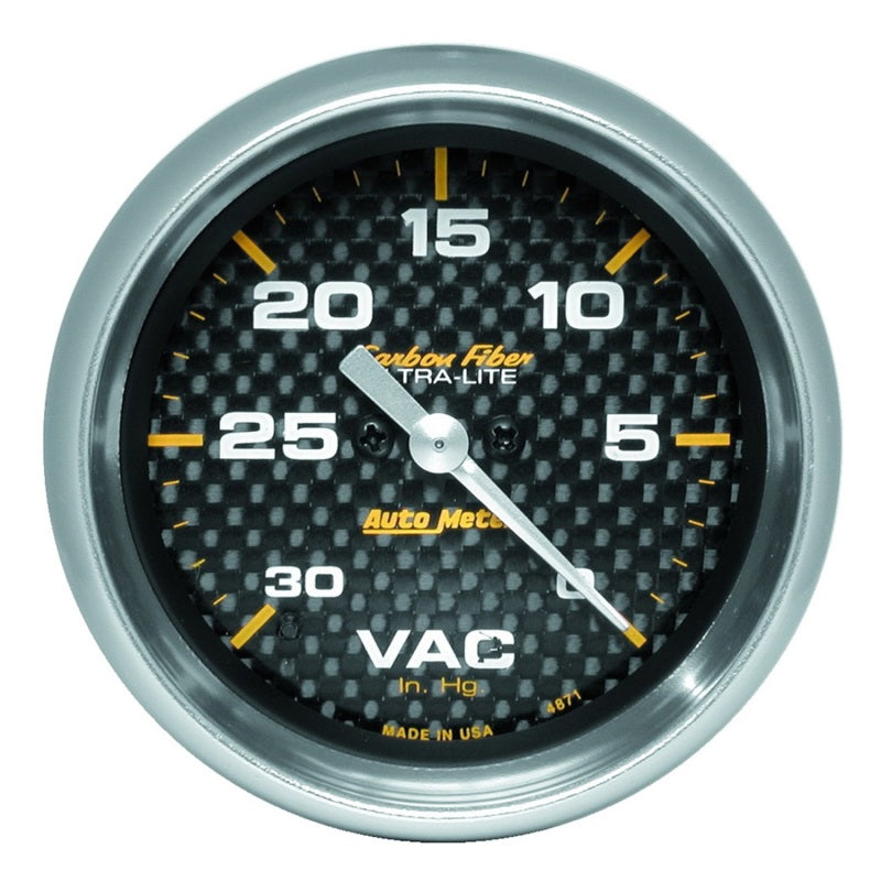 AutoMeter Gauge Vacuum 2-5/8in. 30Inhg Digital Stepper Motor Carbon Fiber 4871