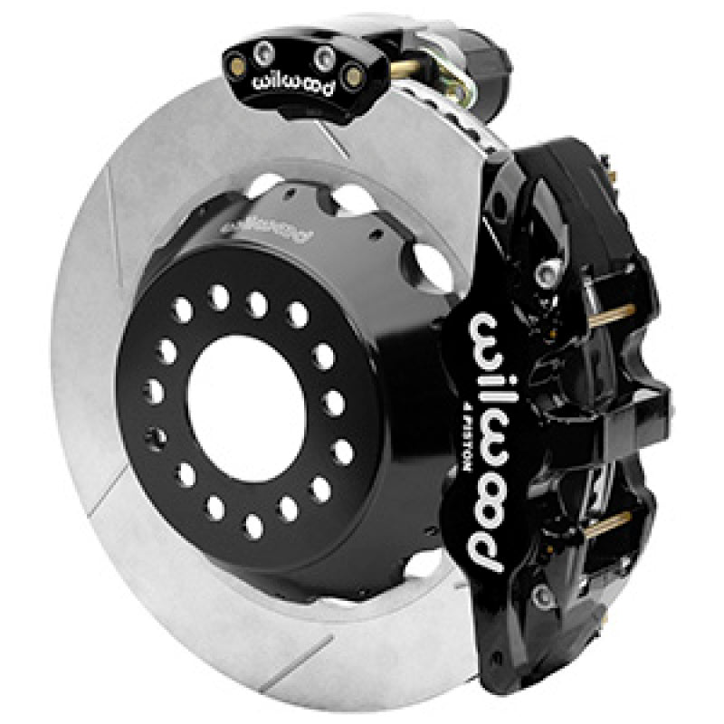 Wilwood AERO4 Big Brake Rear Electronic Parking Brake Kit - Black - Powder Coat Caliper - SLT Rotor Wilwood