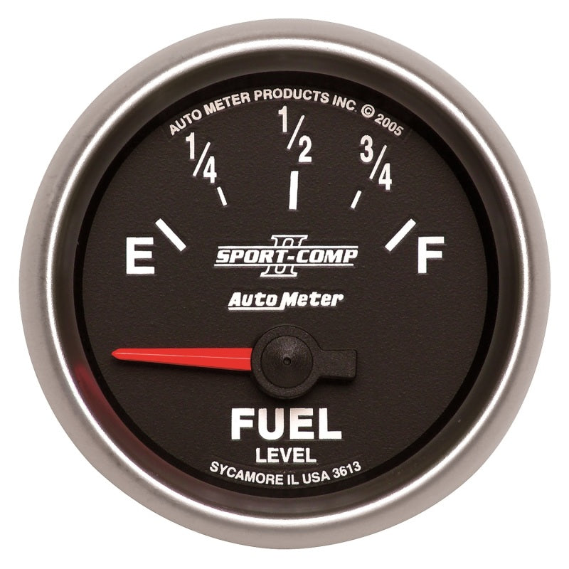 AutoMeter Gauge Fuel Level 2-1/16in. 0 Ohm(e) to 90 Ohm(f) Elec Sport-Comp II 3613