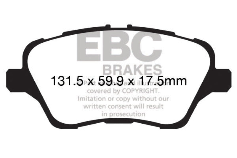 EBC 13+ Ford Fiesta 1.6 Turbo ST Ultimax2 Front Brake Pads - eliteracefab.com