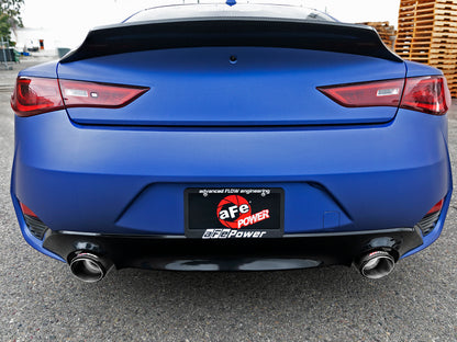 aFe POWER Takeda 2.5in 304 SS Axle-Back Exhaust w/ Carbon Fiber Tips 17-19 Infiniti Q60 V6-3.0L (tt) aFe