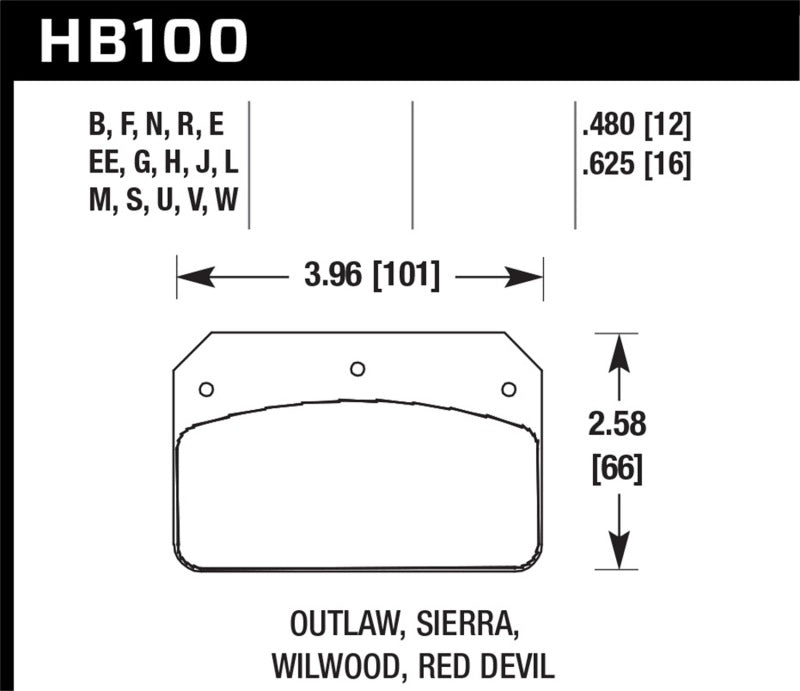 Hawk Performance Black Brake Pads - HB100M.480 Hawk Performance