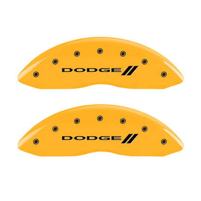 MGP 4 Caliper Covers Engraved F & R w/ Stripes/Dodge Yellow Finish Black Char 2008 Dodge Durango MGP
