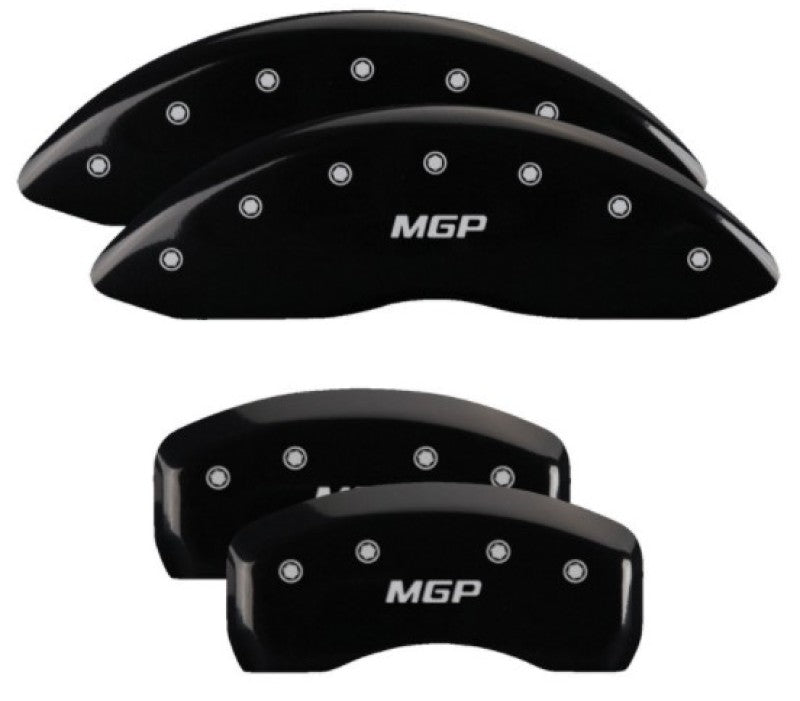 MGP 4 Caliper Covers Engraved Front & Rear MGP Black Finish Silver Char 2019 Lincoln Nautilus MGP