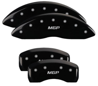 MGP 4 Caliper Covers Engraved Front & Rear MGP Black Finish Silver Char 2019 Lincoln Nautilus MGP