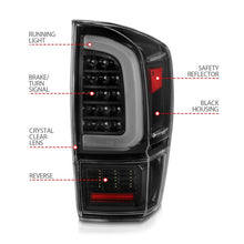 Load image into Gallery viewer, ANZO 16-21 Toyota Tacoma LED Tail Lights - w/ Light Bar Sequential Black Housing &amp; Clear Lens - eliteracefab.com