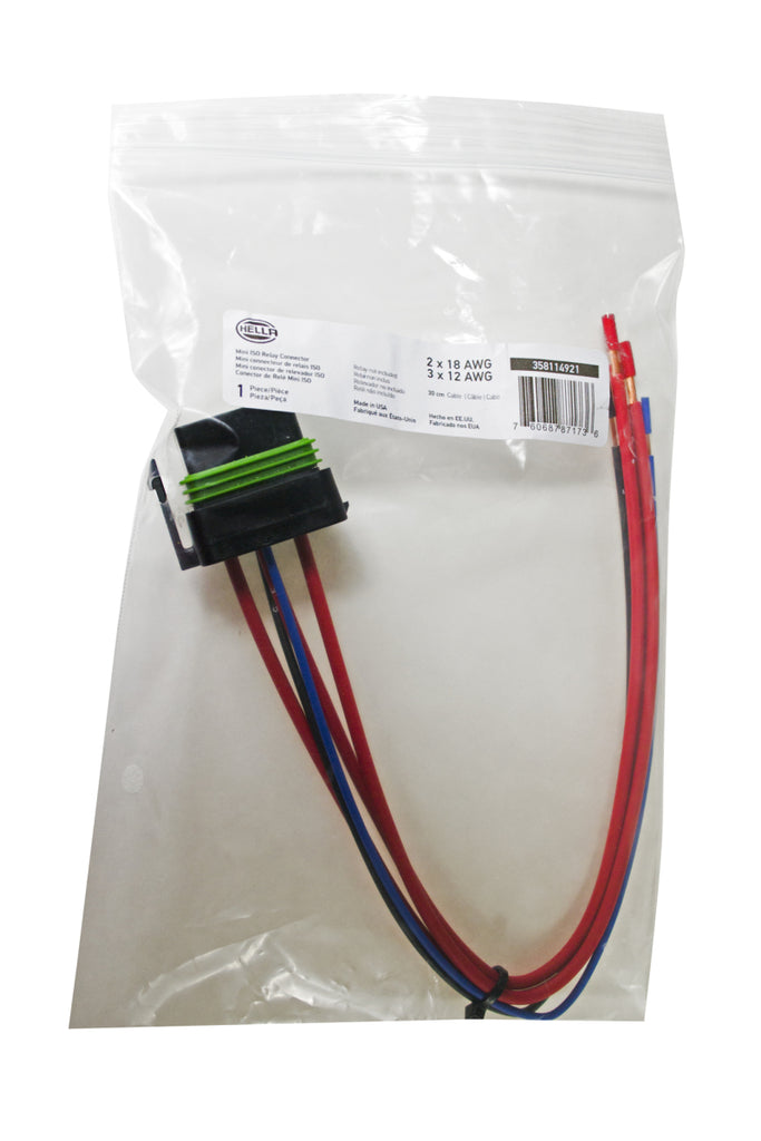 Hella Relay Connector ISO Mini Weatherproof w/ 12in Leads - eliteracefab.com