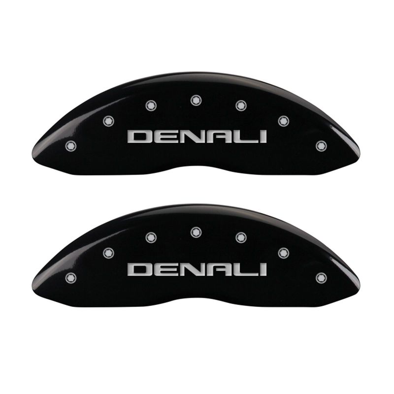 MGP 4 Caliper Covers Engraved Front & Rear Denali Black finish silver ch MGP