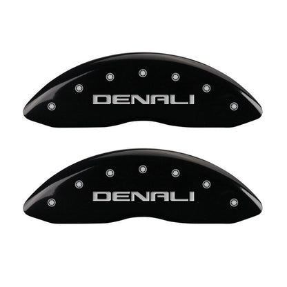 MGP 4 Caliper Covers Engraved Front & Rear Denali Black finish silver ch MGP