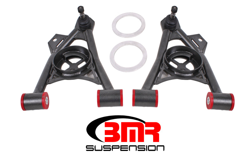 BMR 94-04 MUSTANG LOWER NON-ADJ. A-ARMS (POLY) W/ TALL BALL JOINT / SPRING POCKET - BLACK HAMMERTONE ( 1994-2004 ) - eliteracefab.com