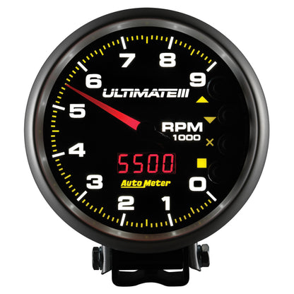 Autometer 5 inch Ultimate III Playback Tachometer 9000 RPM - Black 6887