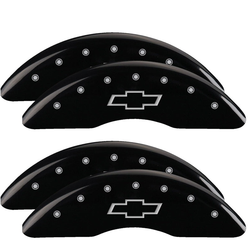 MGP 4 Caliper Covers Engraved Front & Rear Bowtie Black finish silver ch 20+ Silverado 2500 HD MGP