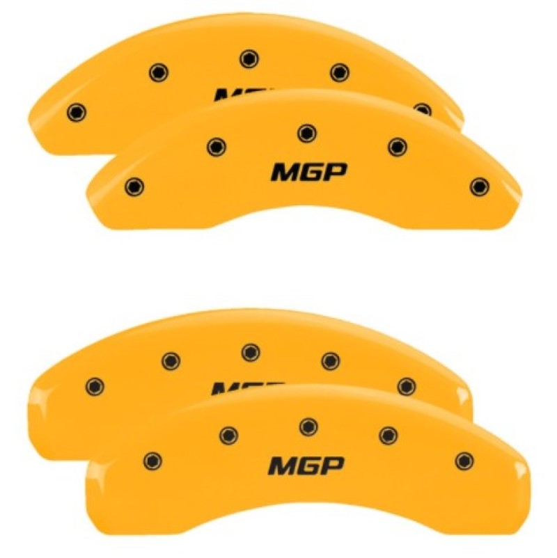 MGP 4 Caliper Covers Engraved Front & Rear MGP Yellow Finish Black Char 2019 Toyota CH-R MGP