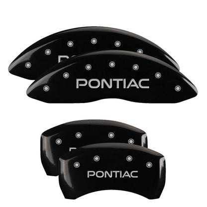 MGP 4 Caliper Covers Engraved Front & Rear Pontiac Black finish silver ch MGP