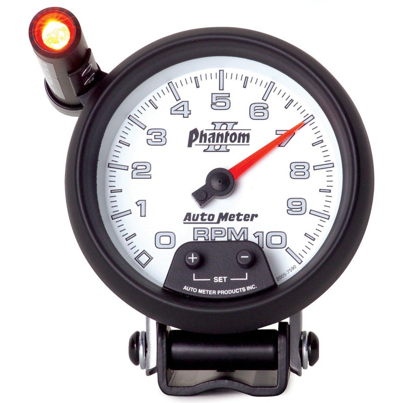 Autometer Phantom II 3.75in Pedestal Mount 10k RPM w/ Ext. Shift-Lite Tachometer 7590