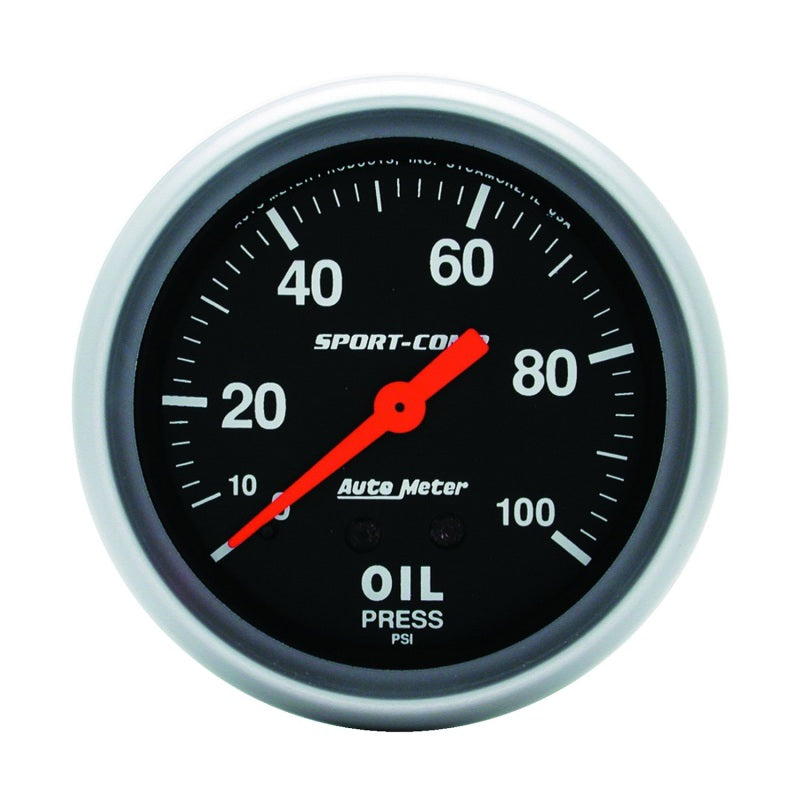 AutoMeter GAUGE; OIL PRESSURE; 2 5/8in.; 100PSI; MECHANICAL; SPORT-COMP - eliteracefab.com