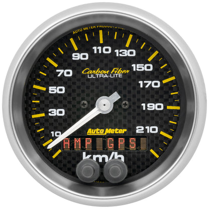 Autometer Carbon Fiber 3-3/8in. 0-225KM/H (GPS) Speedometer Gauge 4780-M