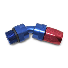 Load image into Gallery viewer, Russell Performance -10 AN Red/Blue Male SAE Port to -8 Hose 90 Degree (-10 Port 7/8in-14 Thread)