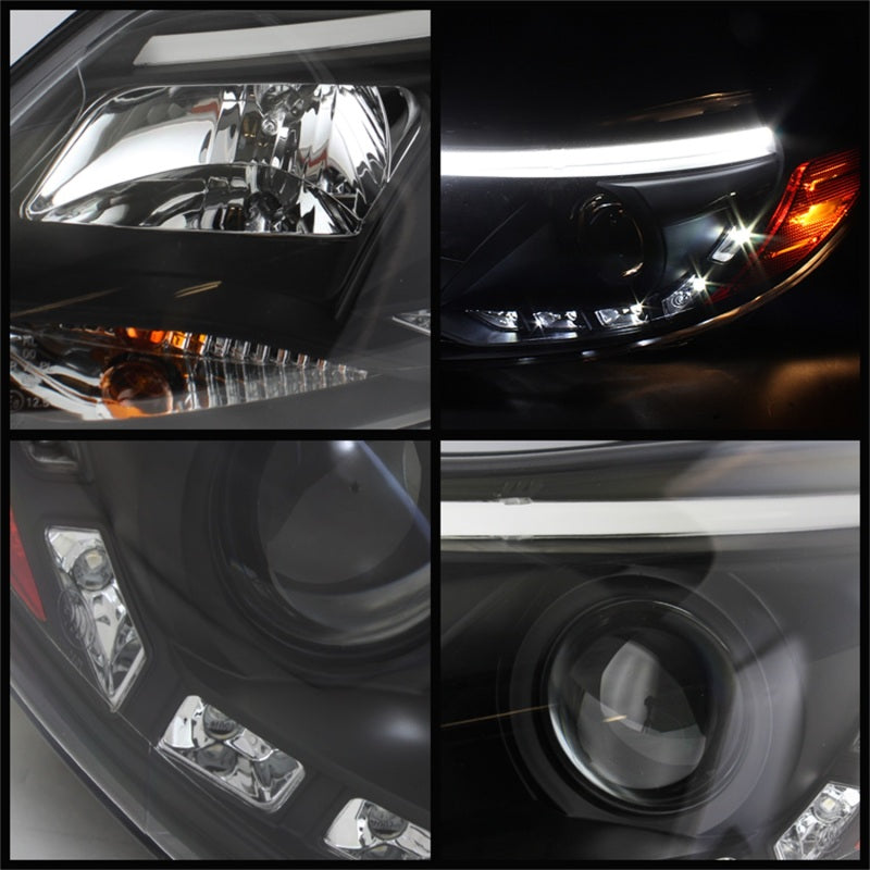 Spyder Ford Focus 12-14 Projector Headlights Halogen Model Only - DRL Black PRO-YD-FF12-DRL-BK - eliteracefab.com