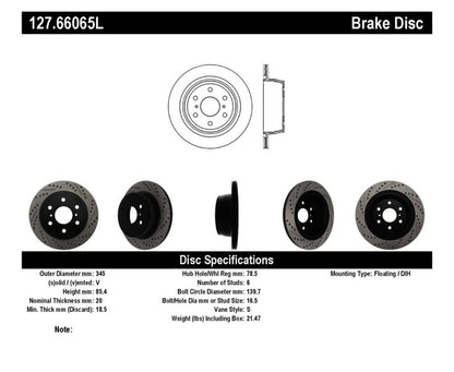 STOPTECH 07-10 GMC SIERRA (W/ REAR DRUM) / 07-09 GMC YUKON REAR LEFT SLOTTED & DRILLED ROTOR, 127.66065L - eliteracefab.com