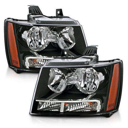 ANZO 2007-2014 Chevrolet Tahoe/Suburban Crystal Headlights Black - eliteracefab.com