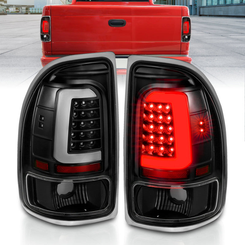 ANZO 1997-2004 Dodge Dakota LED Taillights Black Housing Clear Lens Pair - eliteracefab.com