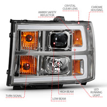 Load image into Gallery viewer, ANZO 2007-2013 Gmc Sierra 1500 Projector Headlight Plank Style Chrome w/ Clear Lens Amber - eliteracefab.com