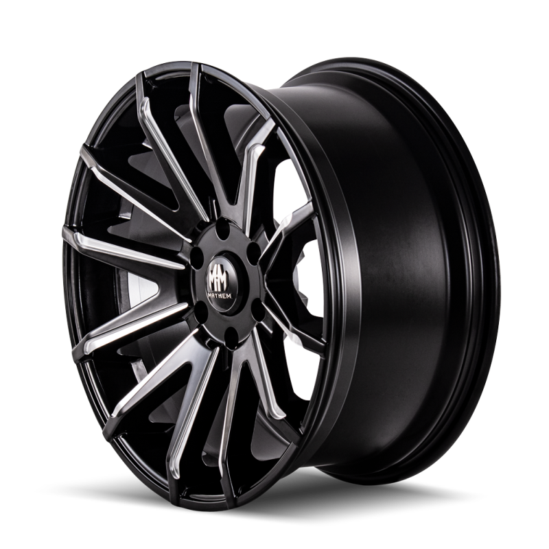 Mayhem 8109 Crossfire 20x9.5 / 6x139.7 BP / 25mm Offset / 106mm Hub Black w/ Milled Spokes Wheel