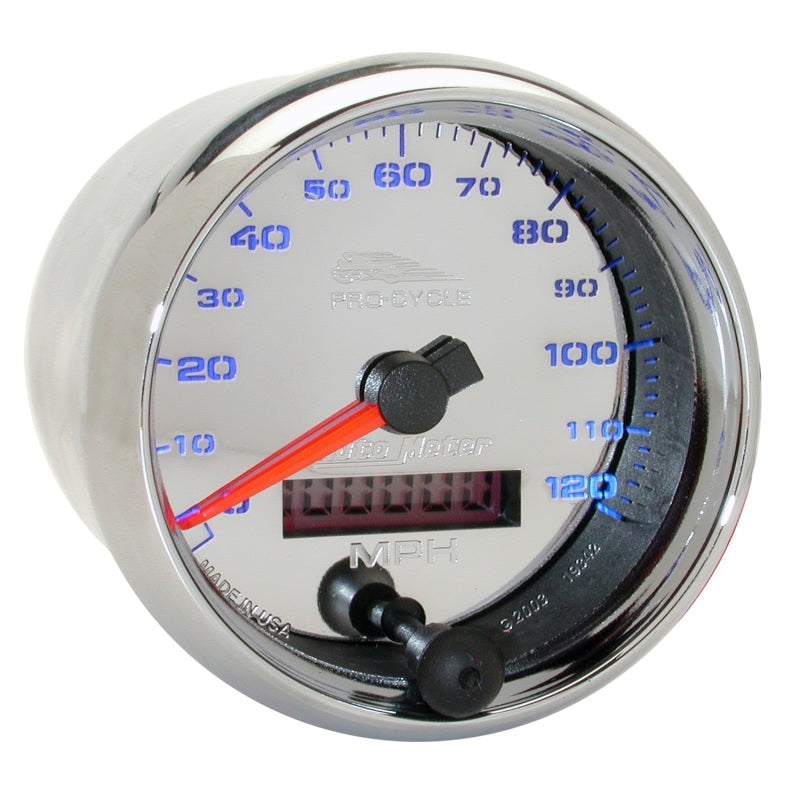Autometer Pro-Cycle Gauge Speedo 2 5/8in 120 Mph Elec Chrome 19342