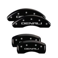 Load image into Gallery viewer, MGP 4 Caliper Covers Engraved Front &amp; Rear Denali Black finish silver ch