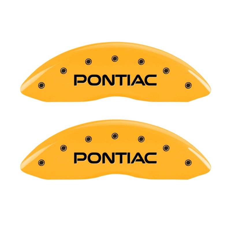 MGP 4 Caliper Covers Engraved Front Pontiac Rear Arrow Yellow Finish Black Char 2004 Pontiac GTO MGP
