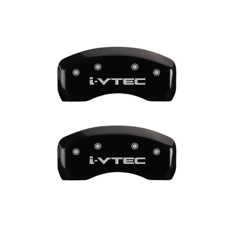 MGP 4 Caliper Covers Engraved Front & Rear I-Vtec Black Finish Silver Char 2010 Honda Civic MGP