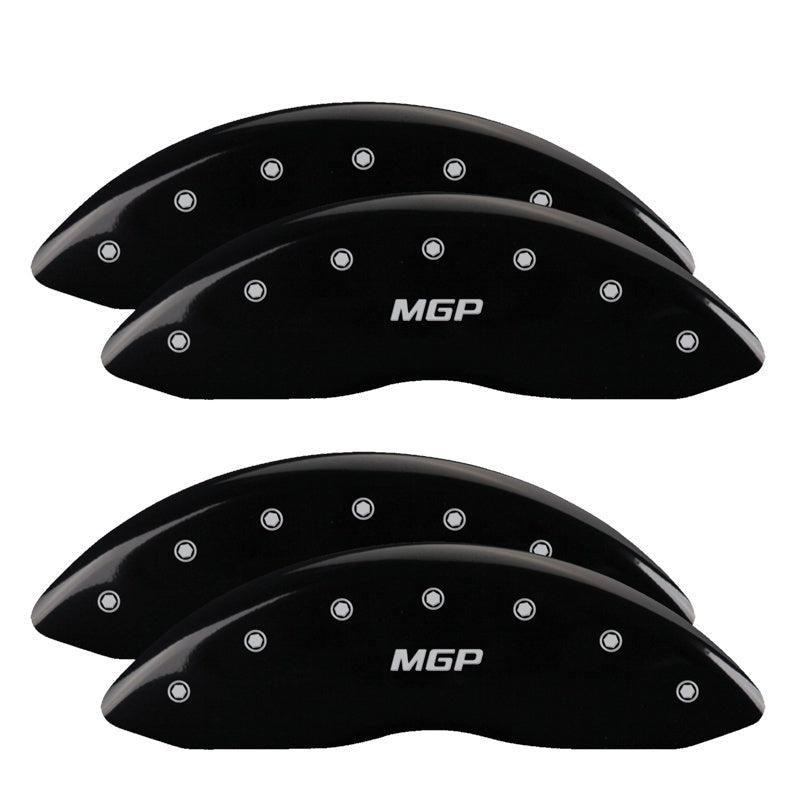 MGP 4 Caliper Covers Engraved Front & Rear Silverado style/SS Black finish silver ch MGP