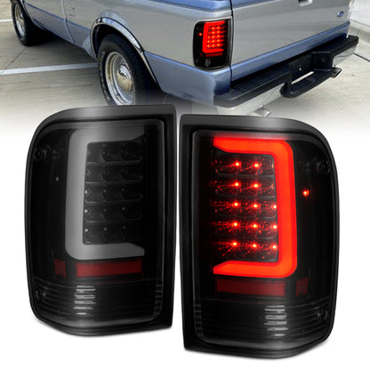 ANZO 1993-1997 Ford Ranger LED Tail Lights w/ Light Bar Black Housing Clear Lens - eliteracefab.com