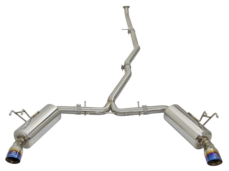 aFe POWER Takeda 16-17 Honda Civic I4-1.5L (t) 2.5-2.25in 304 SS CB Dual-Exit Exhaust Blue Tips - eliteracefab.com