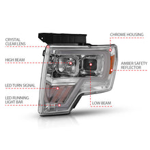 Load image into Gallery viewer, ANZO 2009-2014 Ford F-150 Projector Headlight Chrome Amber - eliteracefab.com