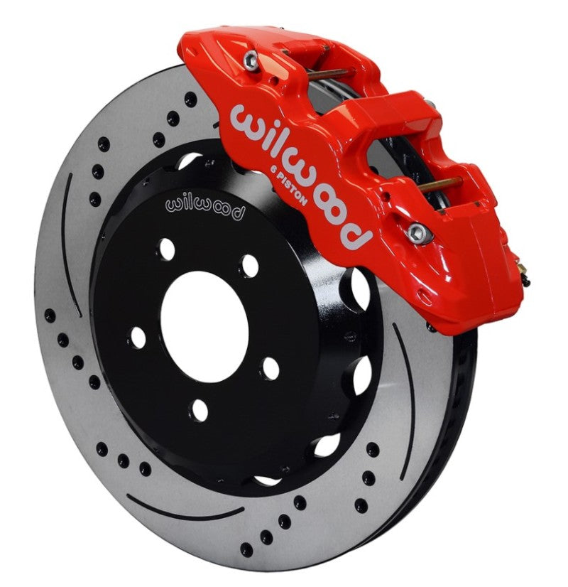 Wilwood AERO6 Front Hat Kit 14.00 Drilled Red 2016-Up Camaro w/Lines Wilwood