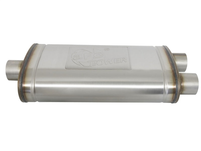 aFe MACHForce XP SS Muffler 3in Center Inlet / 3in Offset Outlet 22in L x 11in W x 6in H Body aFe