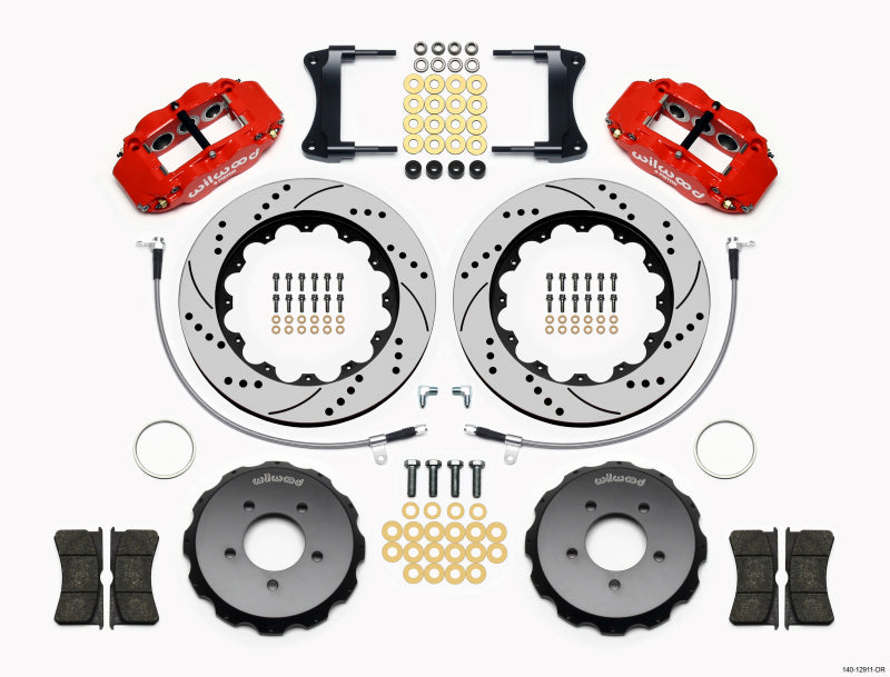 Wilwood Narrow Superlite 6R Front Hat Kit 14.00in Drill Red 2005-Up Mazda Miata w/ Lines Wilwood