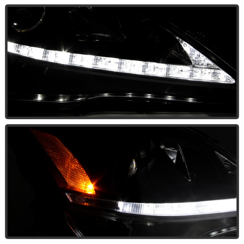 Spyder Lexus IS 250/350 2006-2010 Projector Headlights DRL Black PRO-YD-LIS06-DRL-BK - eliteracefab.com