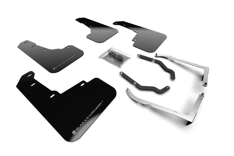 Rally Armor UR Lift / AT Mudflaps Urethane - Subaru Crosstrek 2018+ - Black/Silver - eliteracefab.com