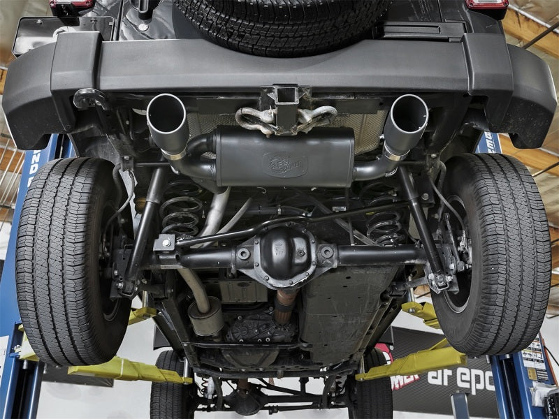 aFe Rebel Series 2.5in 409 SS Axle-Back Exhaust w/ Black Tips 2007+ Jeep Wrangler (JK) V6 3.6L/3.8L - eliteracefab.com