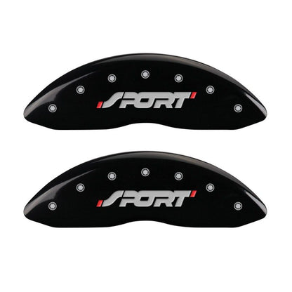 MGP 4 Caliper Covers Engraved Front & Rear SPORT Black finish silver ch MGP