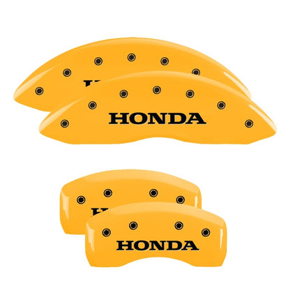 MGP 4 Caliper Covers Engraved Front & Rear Honda Yellow finish black ch MGP