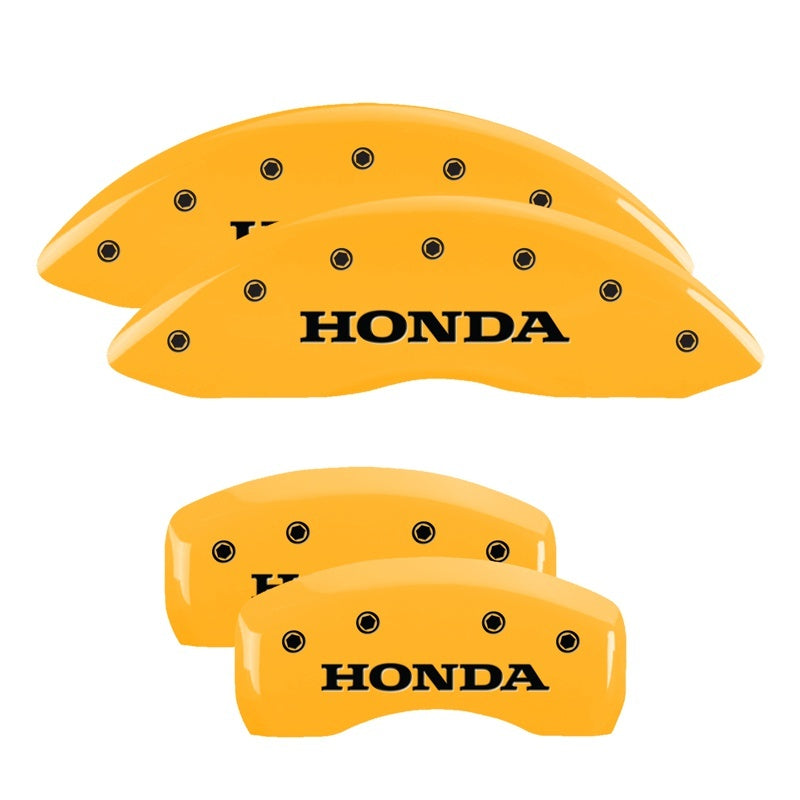 MGP 4 Caliper Covers Engraved Front & Rear Honda Yellow finish black ch MGP