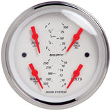 Autometer Arctic White 3-3/8in Quad Gauge 100 PSI/100-250 Deg F / 8-18V / 240-33 Ohm